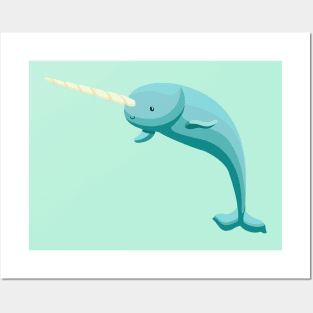 Gnarly Teal Narwhal Posters and Art